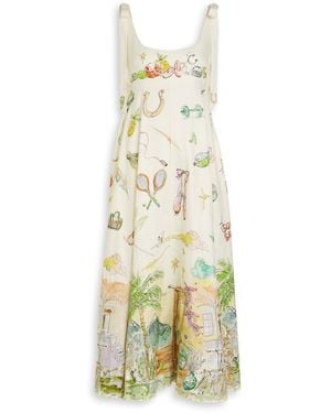 ALÉMAIS Anouk Printed Linen Maxi Dress - White
