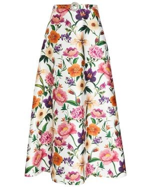 Borgo De Nor Bellamy Floral-Print Taffeta Maxi Skirt - Red