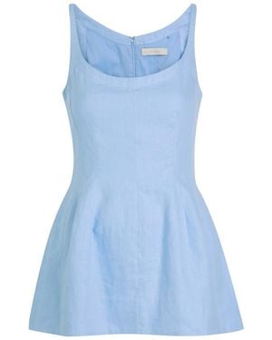 Faithfull the Brand Syna Darted Linen Top - Blue