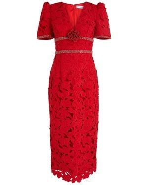 Rebecca Vallance Kalina Floral Cut-Out Midi Dress - Red