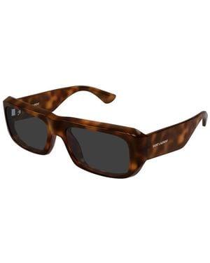 Saint Laurent Rectangle-Frame Sunglasses - Brown