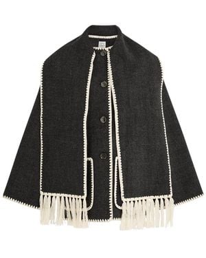 TOTEME Attached Scarf Wool Jacket - Black