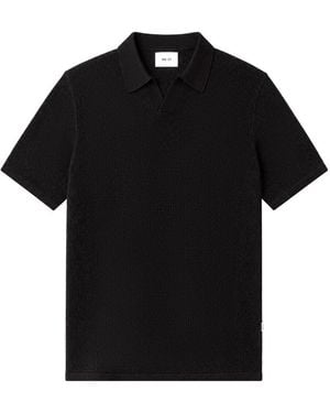 NN07 Paul Textured Cotton-Knit Polo Shirt - Black