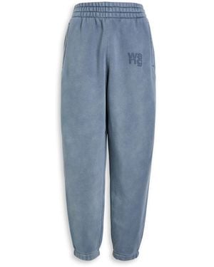 T By Alexander Wang Logo-Embossed Cotton-Blend Sweatpants - Blue