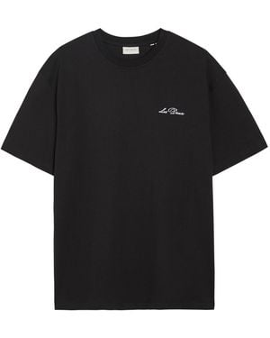 Les Deux Logo-Embroidered Cotton T-Shirt - Black