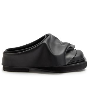 The Attico Mini Robin Gathered Leather Mules - Black