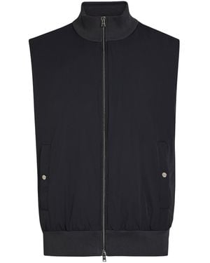 Herno Padded Stretch-Shell And Cotton-Knit Gilet - Blue