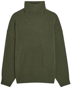Another Tomorrow Turtle-Neck Cashmere And Wool-Blend Sweater - Green
