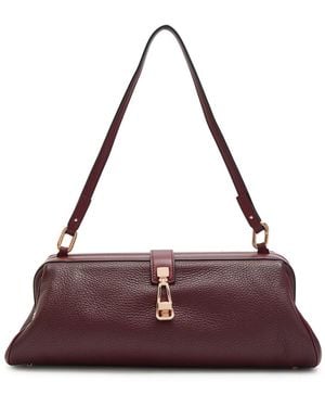 Gabriela Hearst Paola Grained Leather Clutch - Purple