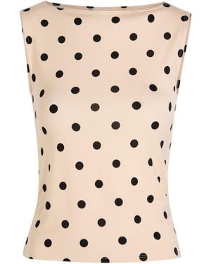 Reformation Dusk Polka Dot Jersey Tank - Natural