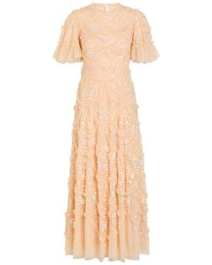 Needle & Thread Carmen Ruffled Tulle Gown - Natural