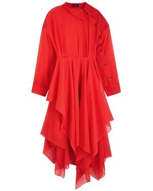 A.W.A.K.E. MODE Organza Silk-Chiffon Shirt Dress - Red