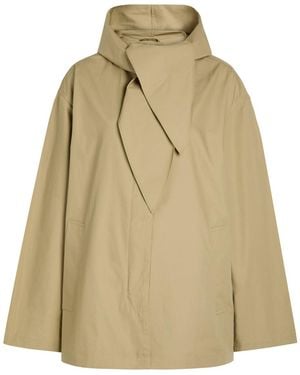 TOTEME Hooded Scarf-Effect Cotton Jacket - Natural
