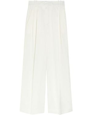 Another Tomorrow Pleated Wide-Leg Pants - White