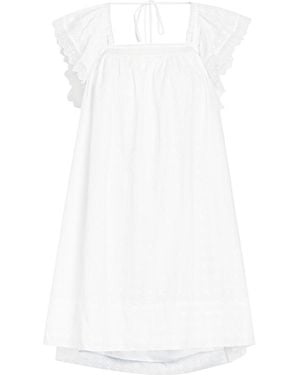 Ganni Broderie Anglaise Cotton Mini Dress - White