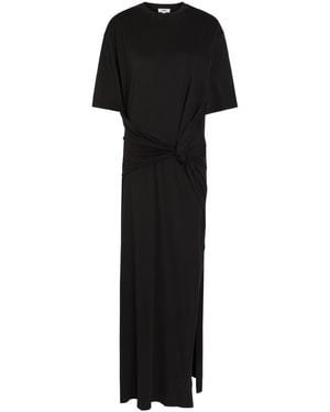 Agolde Zanna Gathered Cotton Maxi T-Shirt Dress - Black