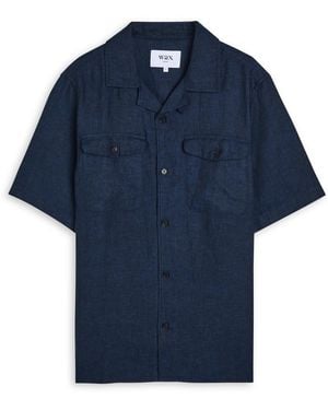 Wax London Bartlett Linen Shirt - Blue