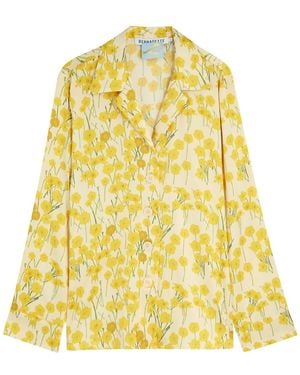 BERNADETTE Louis Floral-Print Stretch-Silk Pyjama Shirt - Yellow