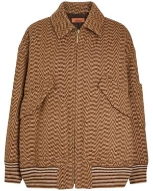 Missoni Zigzag Wool-Blend Bomber Jacket - Brown