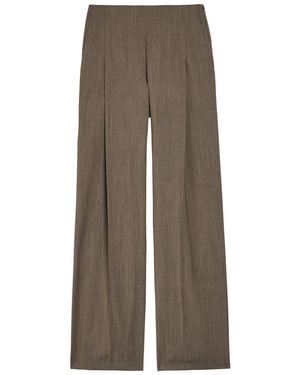 Emporio Armani Wide-Leg Wool-Blend Trousers - Brown