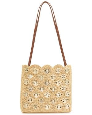 Rabanne Sac A Main Embellished Raffia Shoulder Bag - Metallic
