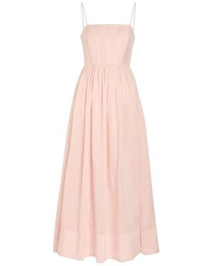 Aje. Rosie Boned Cotton And Silk-Blend Midi Dress - Pink