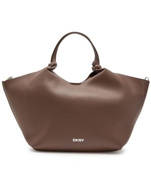 DKNY Paula Large Grained Leather Tote Bag - Brown