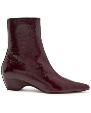 KHAITE Sybil 40 Glossed Leather Ankle Boots - Purple