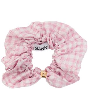 Ganni Check Scrunchie in Black | Lyst