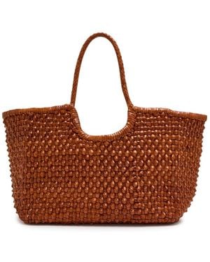 Dragon Diffusion Nantucket Cactus Woven Leather Tote Bag - Brown