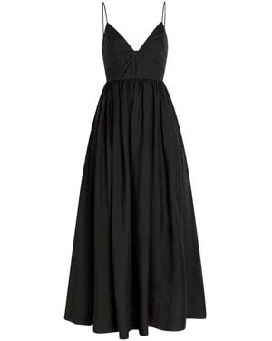 Aje. Vacation Pleated Ramie Maxi Dress - Black