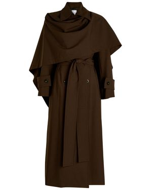 Esse Studios Onus Cape-Effect Woven Trench Coat - Brown