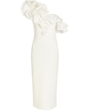 Rebecca Vallance Ozias Ruffled Crepe Midi Dress - White