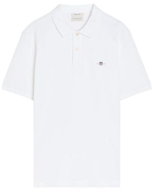 GANT Logo-Embroidered Piqué Cotton Polo Shirt - White