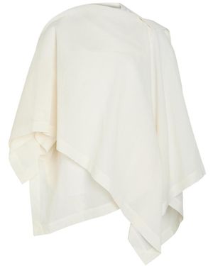 Issey Miyake All Squares Cape-Effect Asymmetric Paper-Blend Top - White