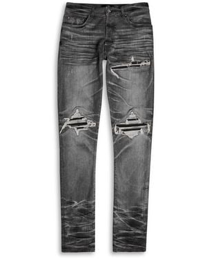 Amiri Mx1 Ripped Slim-Leg Jeans - Gray