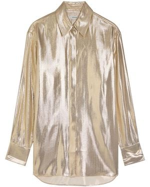 JOSEPH Capri Metallic Lamé Blouse - Natural