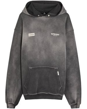 Represent X Oasis Owners Club Hooded Cotton Sweatshirt - Grey