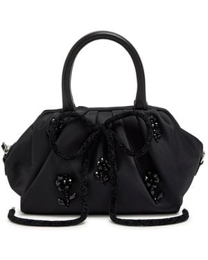 Simone Rocha Mini Embellished Gathered Top Handle Bag - Black