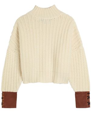 SKIIM Hero Leather-Trimmed Cashmere Jumper - Natural