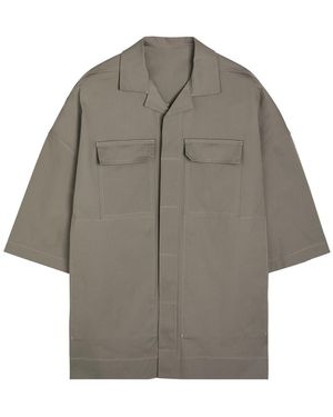 Rick Owens Magnum Tommy Oversized Stretch-Cotton Poplin Shirt - Grey