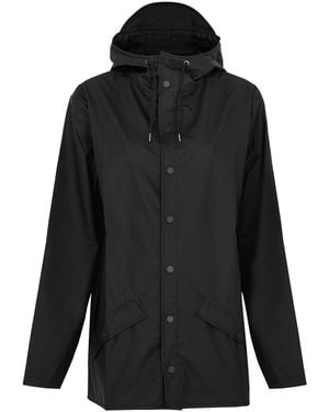 Rains Hooded Rubberised Jacket - Black