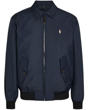 Polo Ralph Lauren Windbreaker Logo Brushed Poplin Bomber Jacket - Blue
