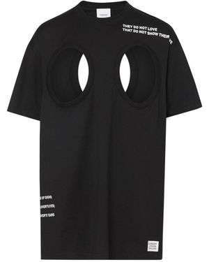 Burberry Cut-out Detail Montage Print Cotton Oversized T-shirt - Black