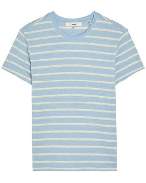 FRAME The Linen Baby Striped Stretch-Linen T-Shirt - Blue