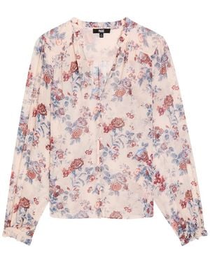 PAIGE Lula Floral Silk-Chiffon Blouse - Pink