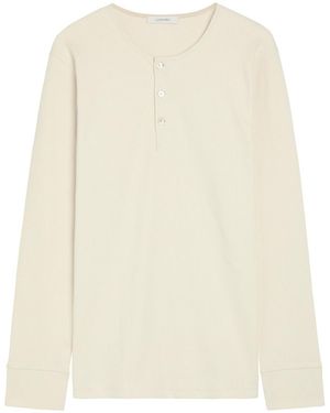 Lemaire Ribbed Cotton And Linen-Blend Henley T-Shirt - Natural