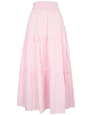 LoveShackFancy Phia Tiered Cotton Maxi Skirt - Pink