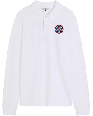 Malbon Grateful Dead Printed Fine-Knit Polo Shirt - White