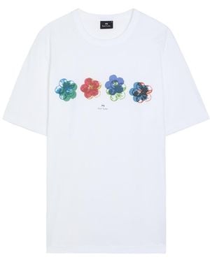 Paul Smith Floral-Print Cotton T-Shirt - White